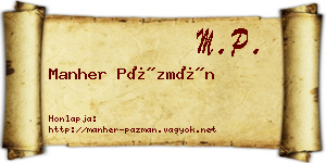 Manher Pázmán névjegykártya